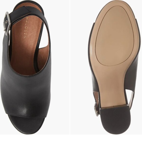 Dina Slide Black Leather Sandal (Women) Halogen Size 8.5 M - Picture 9 of 9